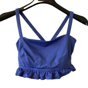 Free People Women’s Blue Plie All Day Ruffle Sports Bra In African Violet Sz M